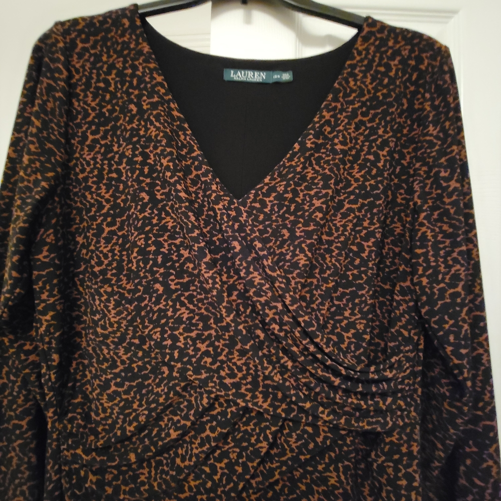 Lauren Ralph Lauren Black and Brown Leopard Print Dress